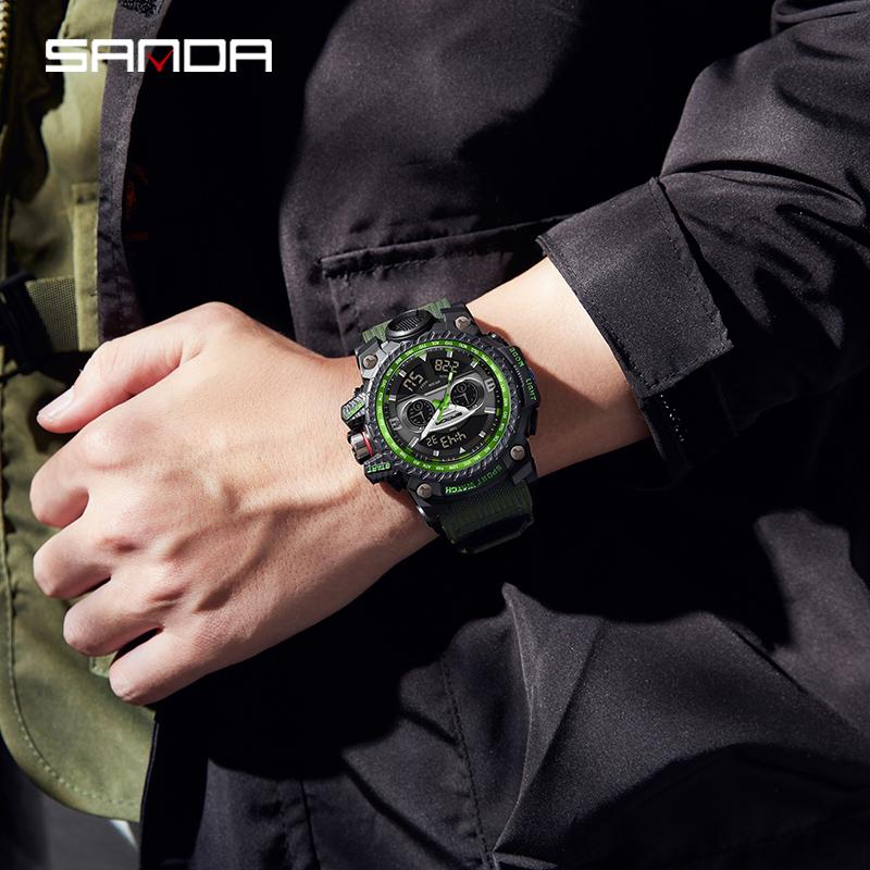 SANDA G Style New Men's Watches 50M Waterproof Sports Military Quartz Watch For Male LED Digital Electron Wristwatch Clock