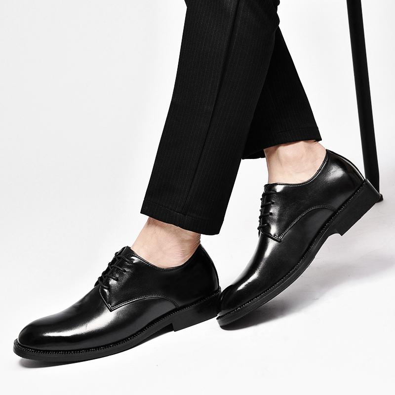 Vysoce kvalitní klasické pánské společenské boty, černé šněrovací kožené boty, pánské špičaté boty pro business casual, formální boty na svatbu