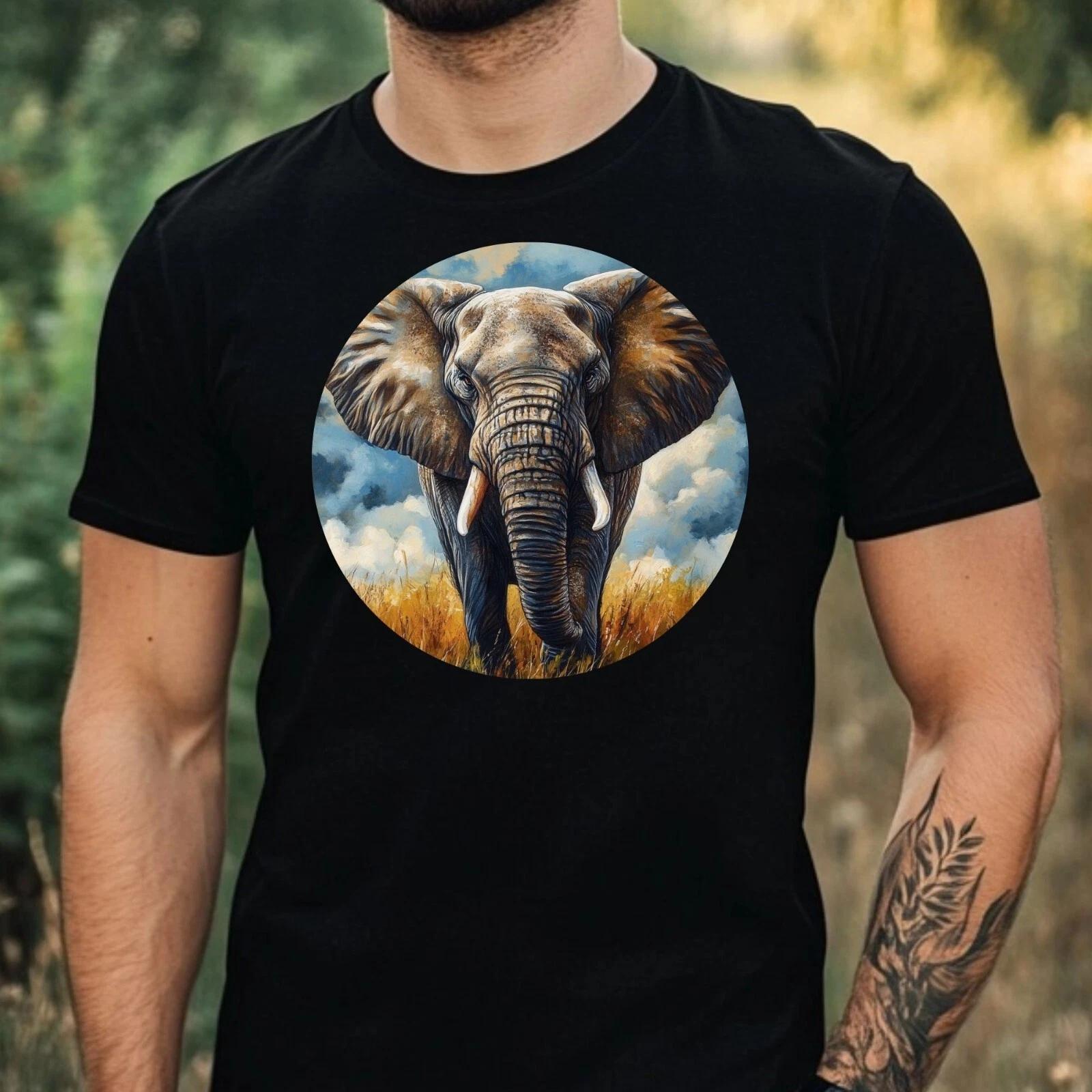 T-Shirt Herren Elefant Portrait Motiv Baumwolle Größe XS bis 5XL XL