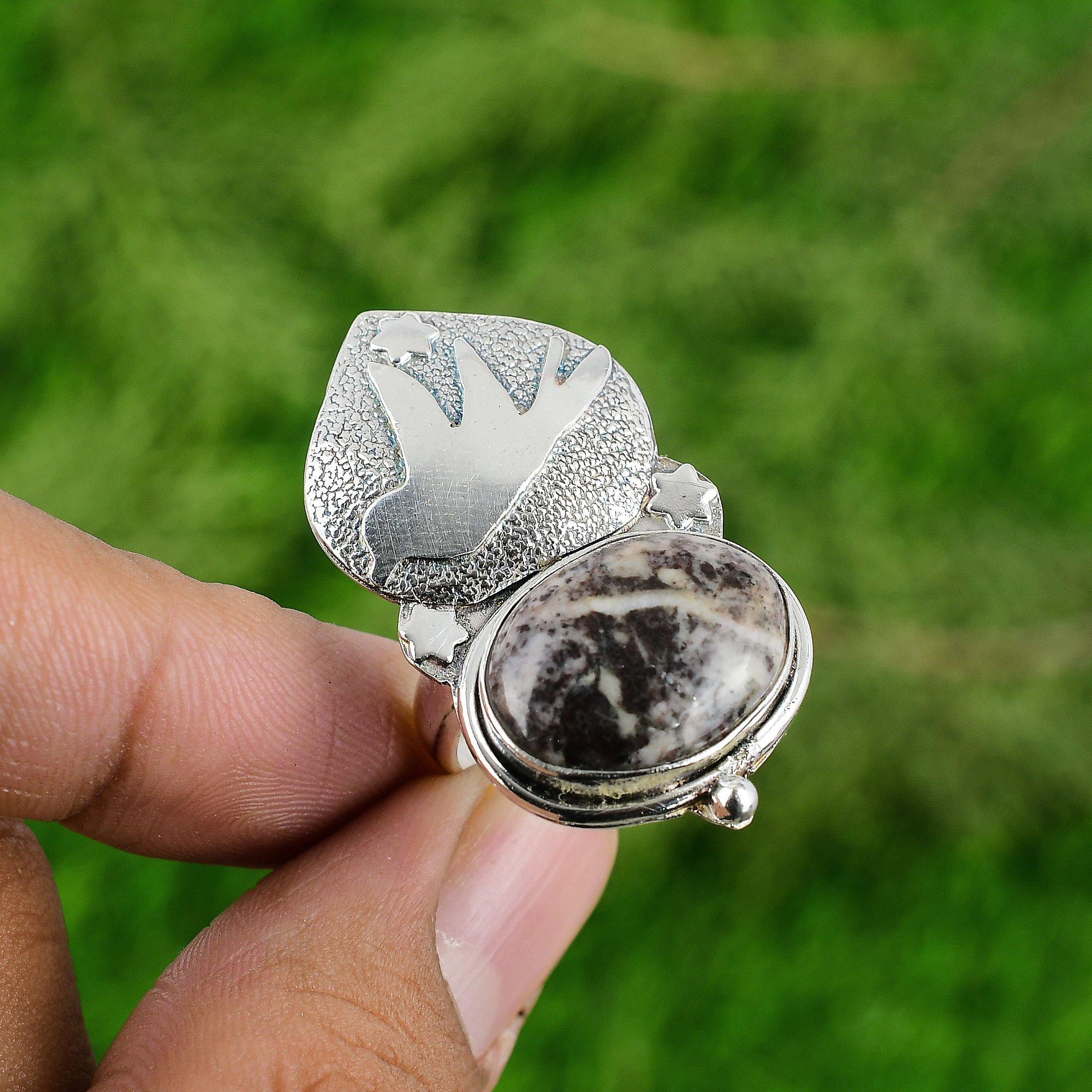 

Natural Coconut Jasper Gemstone Multi Stone Brown Adjustable Ring 925 Silver Adjustable