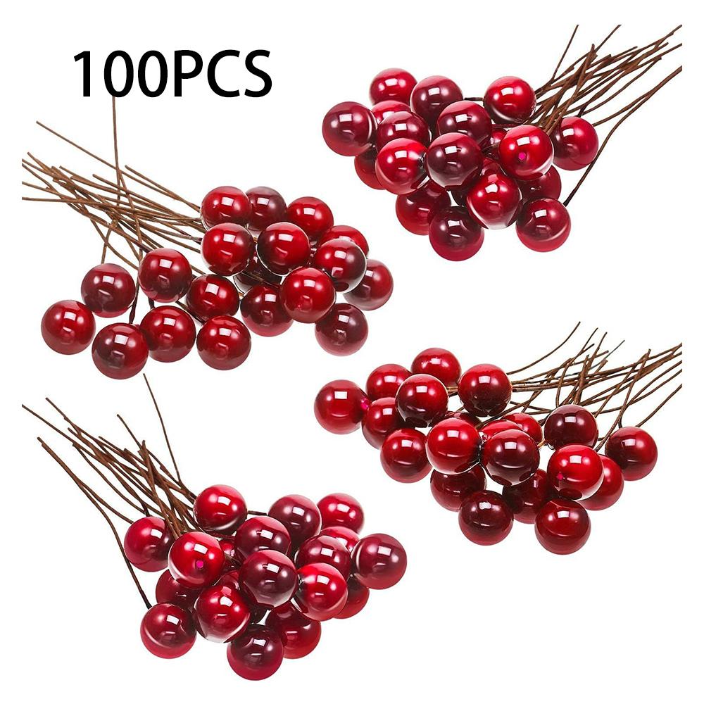 

Christmas Wine Red Currants Christmas Tree Decoration Artificial Christmas Decoration Bright Holly Fruits Wedding Home Decoratio