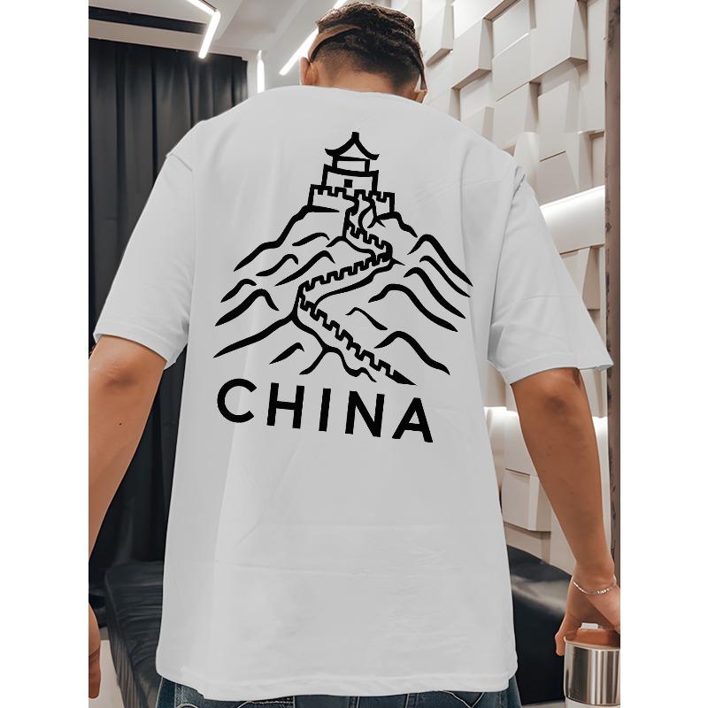 European Size China Men'S T-Shirt. T-Shirt with Back Print for Basketball Training. Crewneck Short-Sleeved Shirt Ideal for Street Outfits.