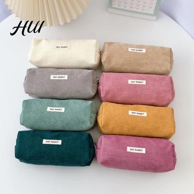 Students Pencil Case Large Capacity Corduroy Bag Multi-Purpose Stationery Multi-purpose Zipper Placket Makeup Office Travel Gift Organizer