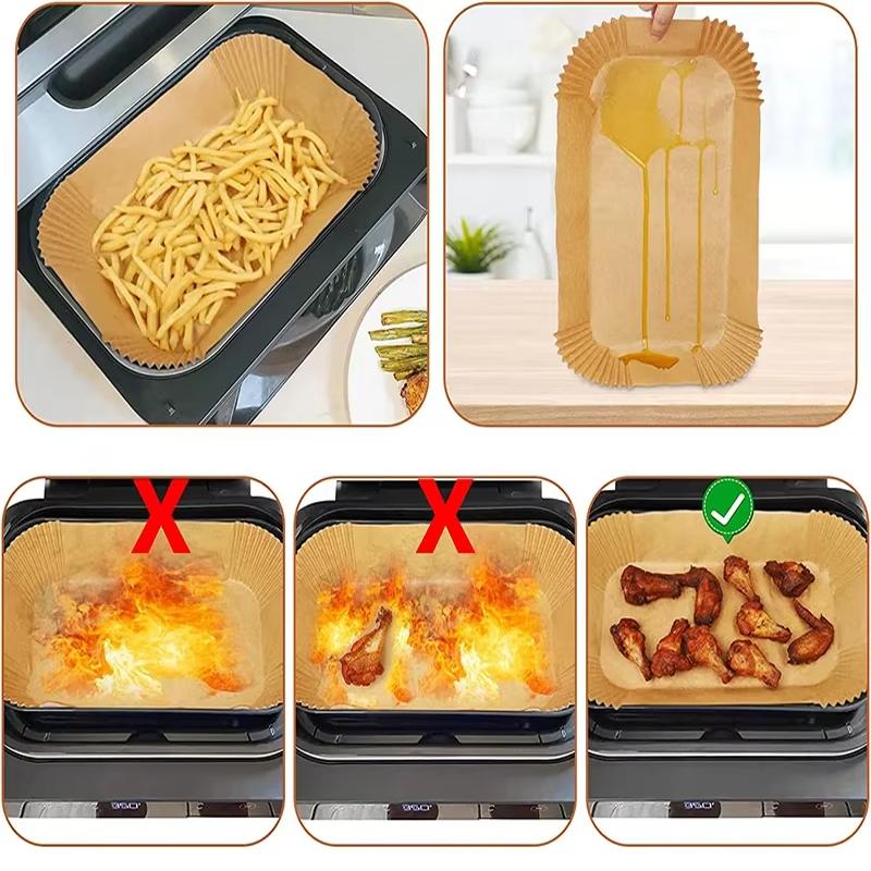 Air Fryer Grillpapier Antihaft Küchenbackmatte Rechteckige Backform Küchenofen Antihaft Öl Air Fryer Papier Einlage