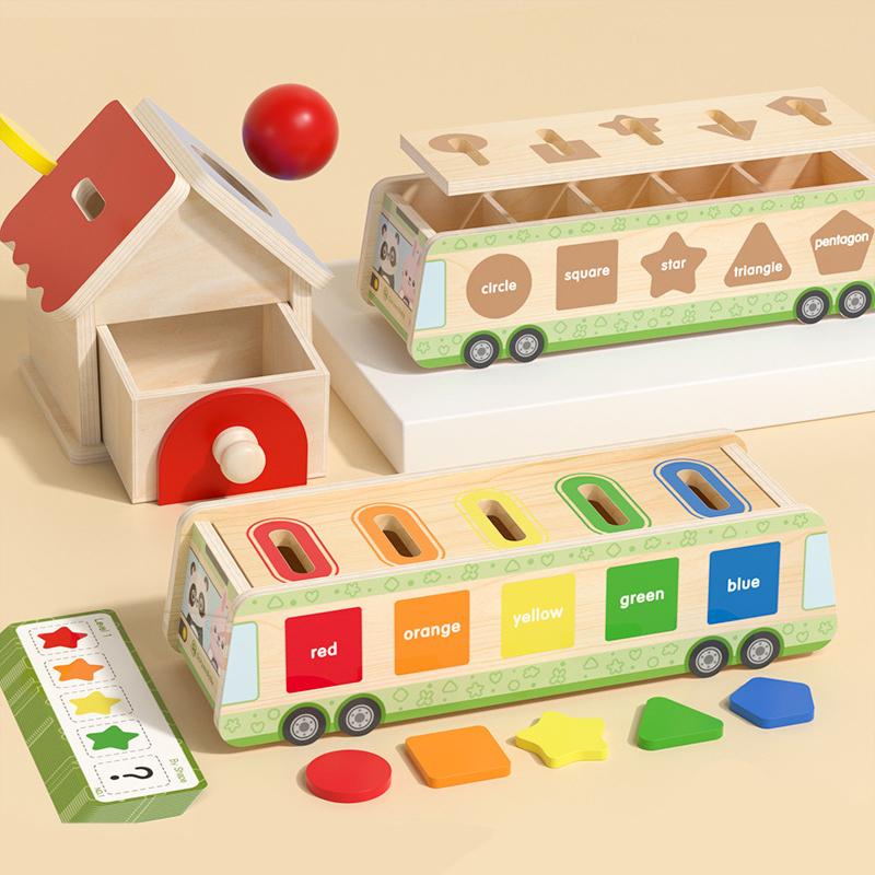 Baby Wooden Montessori Box Sensory Toys Color Shape Sorting Matching Games Winder Object Permanence Activities Educational Toys