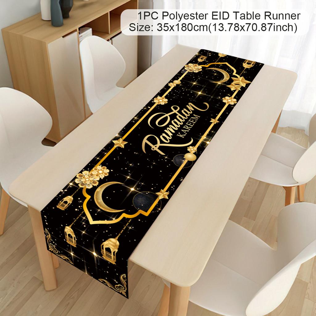 Ramadan Decor Table Runner EID Mubarak Decoration 2024 For Home Tablecloth Ramadan Kareem Islamic Muslim Party Eid Al Adha Gifts