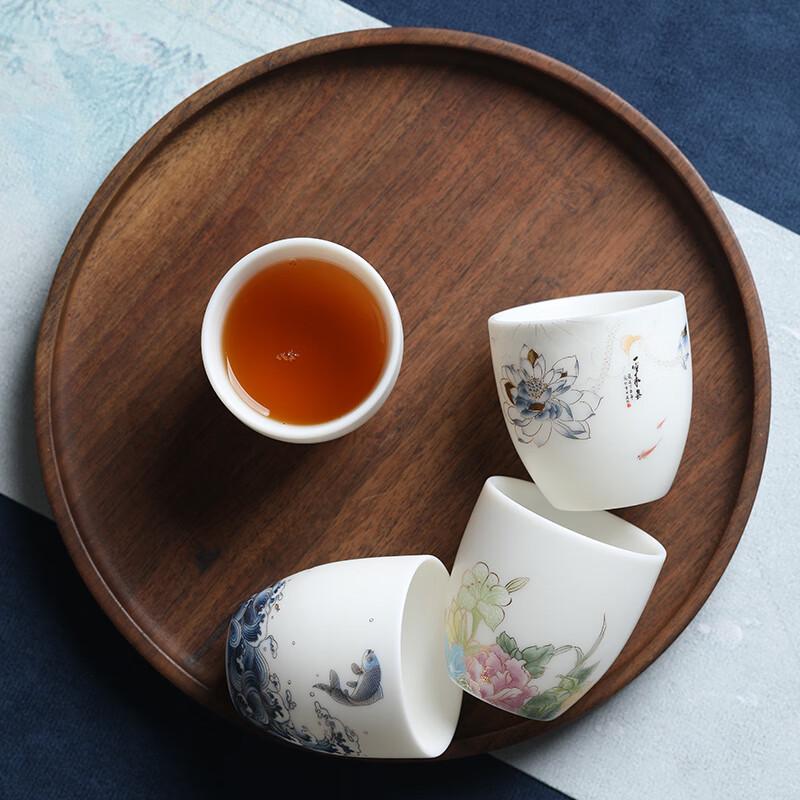 MULTIPOTENT Chinese White Mutton Fat Jade Kung Fu Tea Master Cup Gift Set