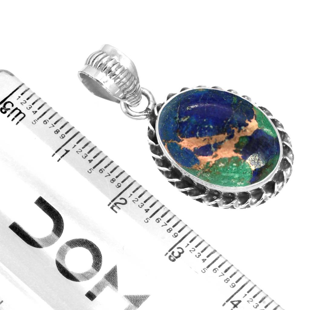 925 Sterling Sølv Anheng Kvinner Edelsten Håndlaget Smykke Forlovelsesgave Amazonitt Angelitt Blå Opal Botswana Agat Mohave Azuritt Chrysocolla