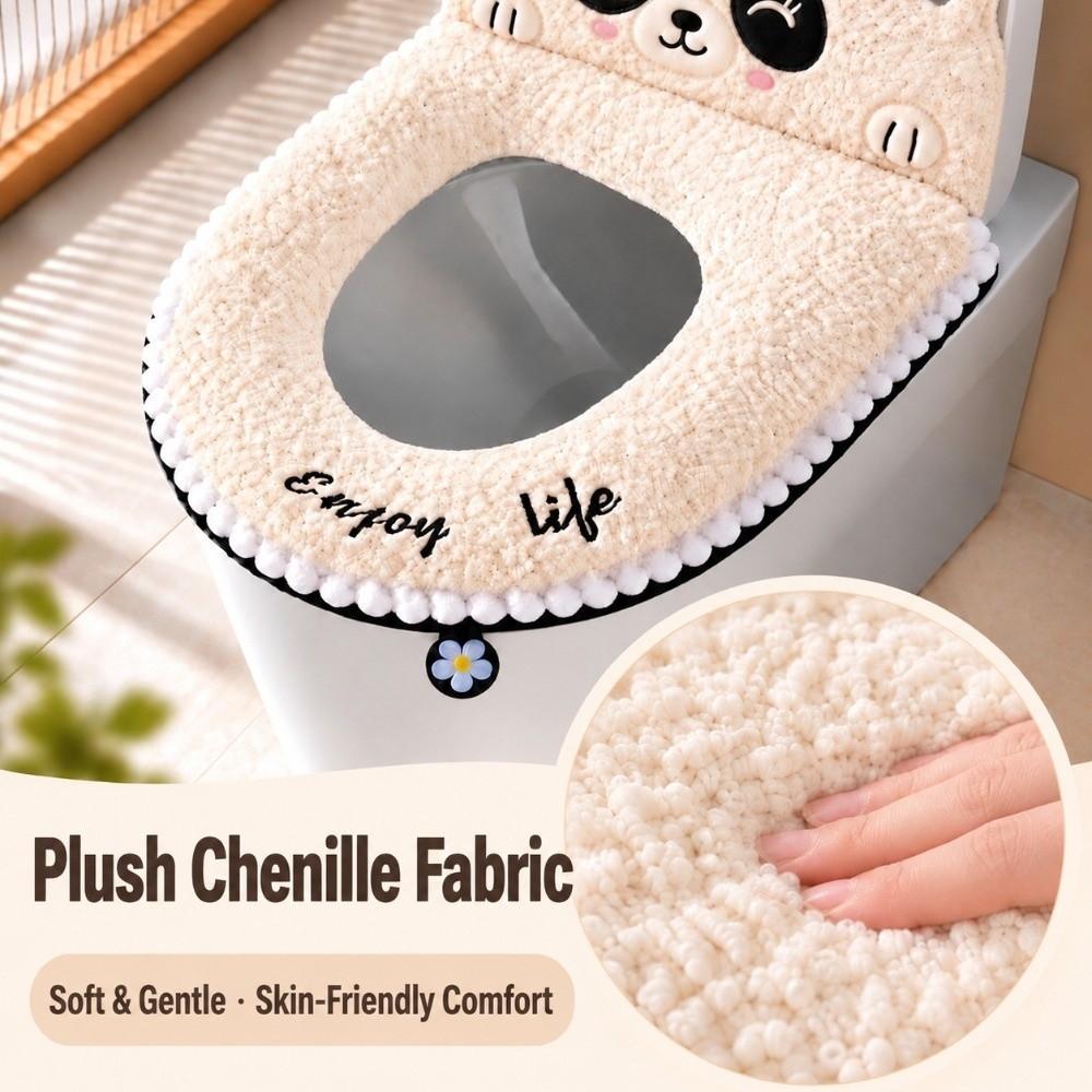 Faux Cashmere Toilet Seat Cover Thickened Plush Toilet Seat Pad  For Bathroom Toilet Autumn Winter