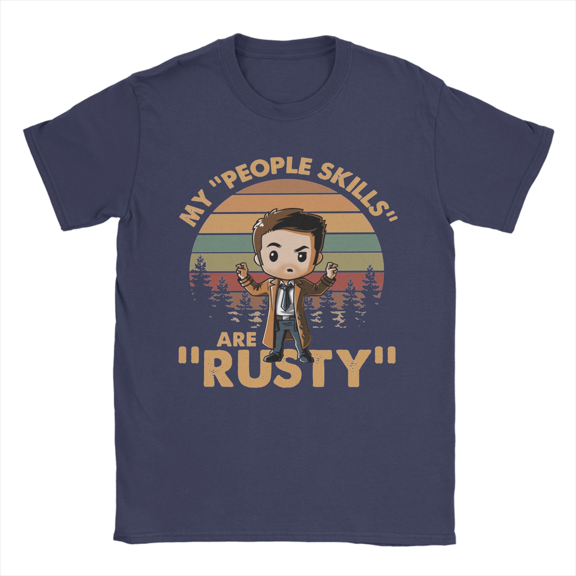

Mens Castiel Supernatural My People Skills Are Rusty T Shirt Pure Cotton Clothing Short Sleeve Tee Shirt Classic TShirt 4XL