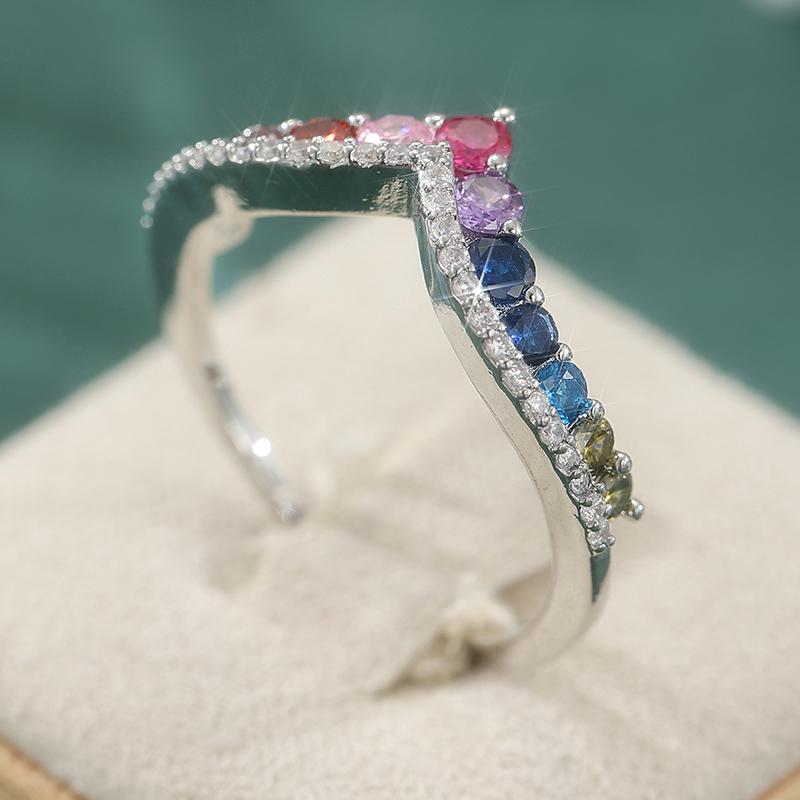 Women's Elegant Simple Design Multicolor Synthetic Zirconia Irregular Ring Fashion Sparkling Party Festival Jewelry Accessories
