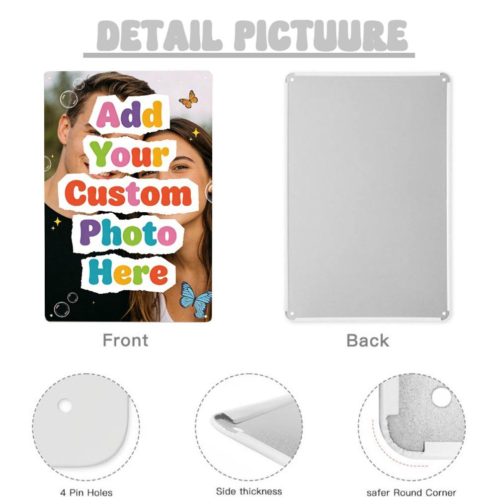 Custom Metal Wall Plaque Personalized Photo Text Name Sign For Home Office Cafe Bar Creative DIY Decor Gift
