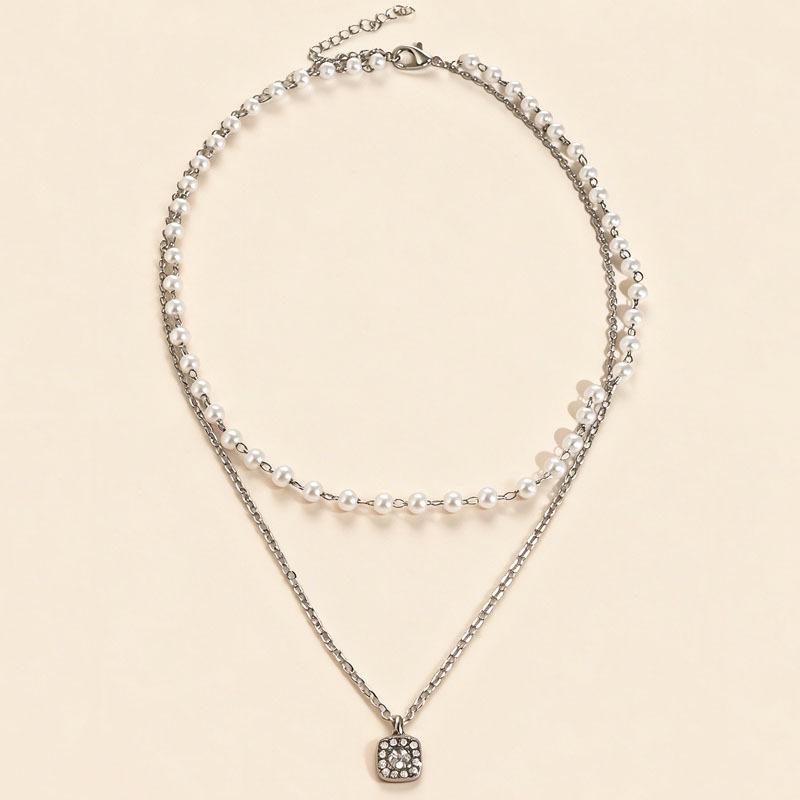 Summer Sweet Pearl Sugar Cube Necklace: Double Layer, Starry Pearl Luxury Clavicle Chain