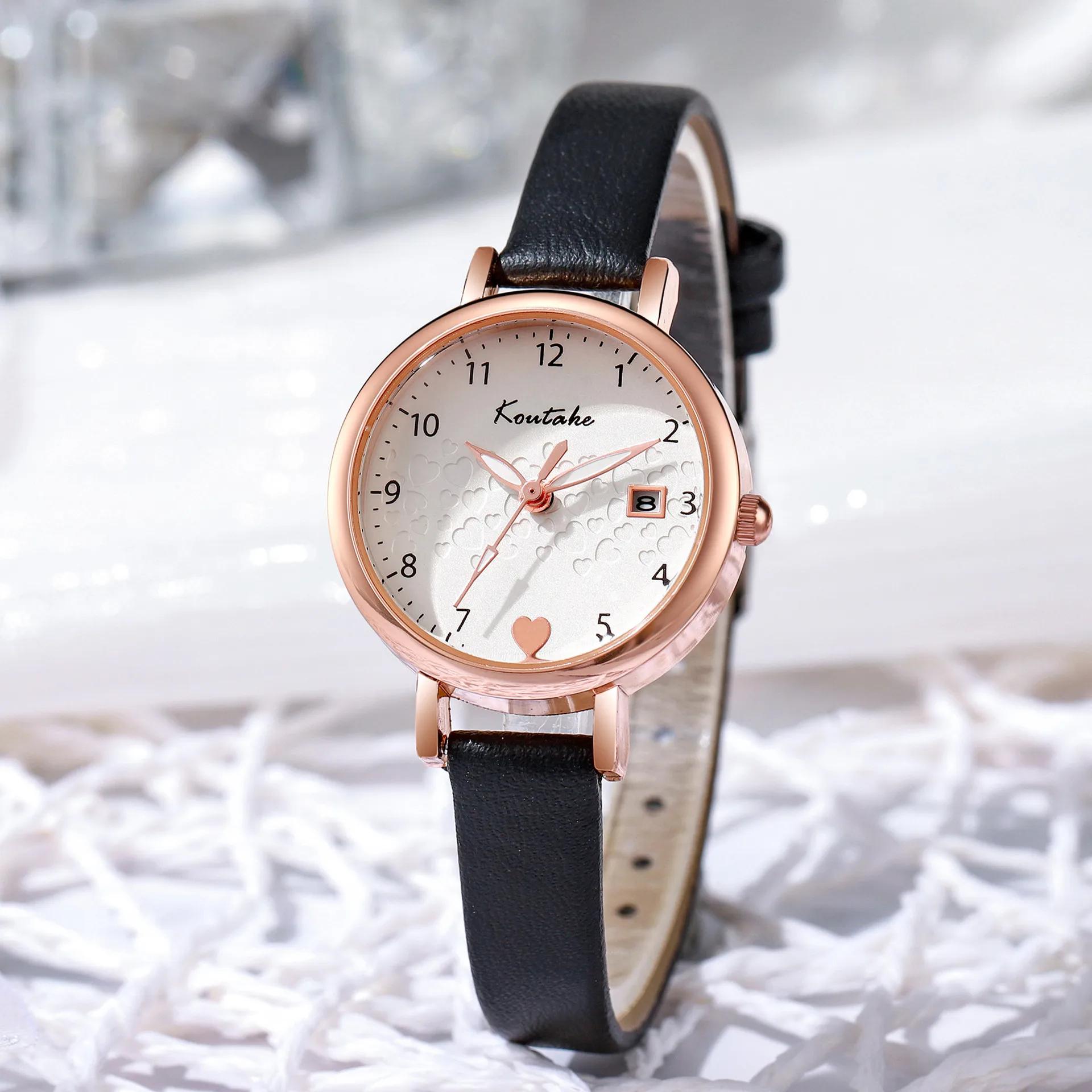 

Модные женские часы с цифровым циферблатом, кожаным ремешком, датой, кварцевые наручные часы, часы для девочек, часы Montre Femme, дропшиппинг, подарки