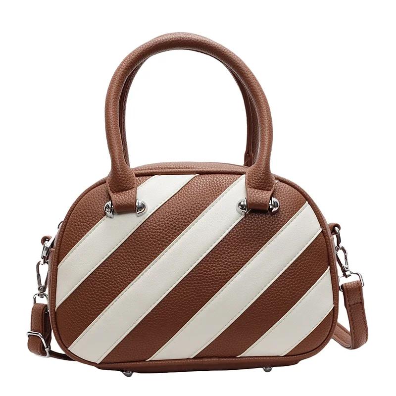 

Маленькая дизайнерская сумка для женщин, новая контрастная полосатая сумка на одно плечо с короткими рукавами, маленькая квадратная сумка