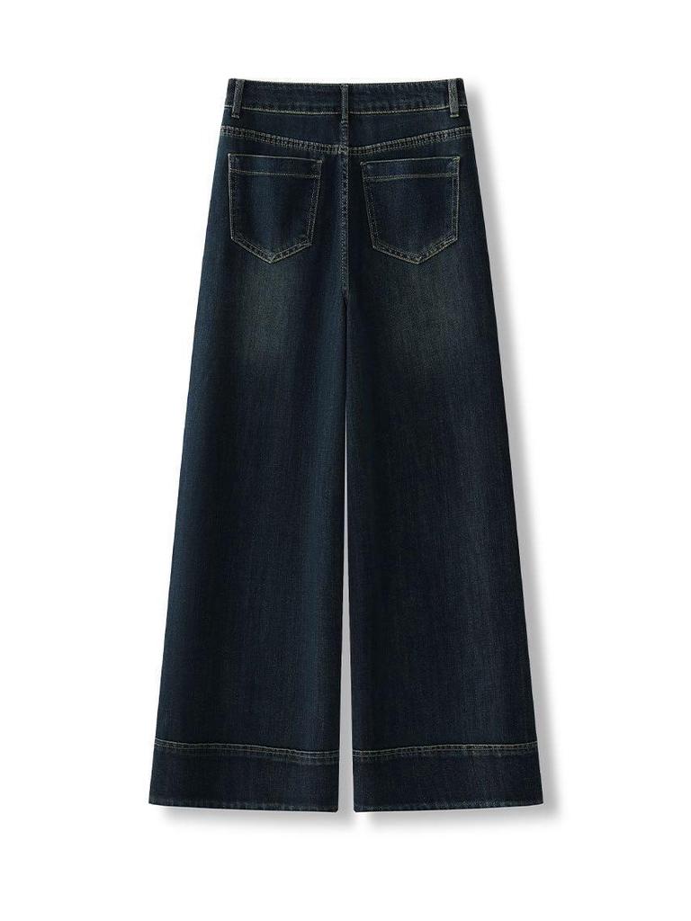 Women's High-End Fleece-Lined Thick Jeans - Autumn/Winter - Loose Straight-Leg, Small Sizes