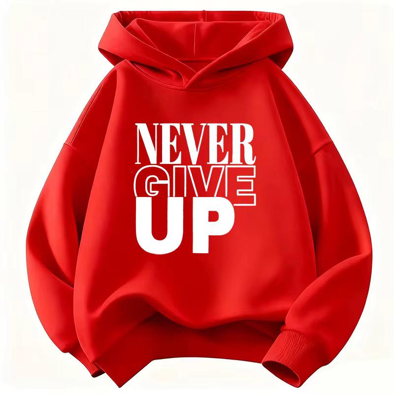 "Never Give Up" Letter Print Children's Sweatshirt - Spring Sportswear for Boys & Girls