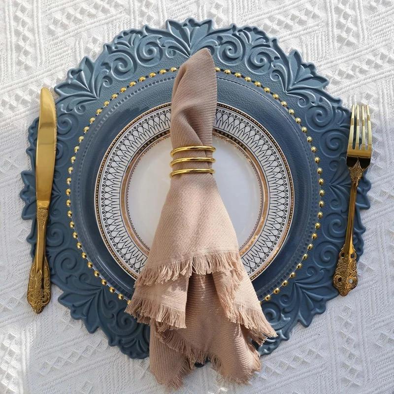 1/1/6PCS Table Placemats Round Kitchen PU Faux Leather Table Mats Non-Slip Table Pad Mats Party Christmas Decoration Green 18cm