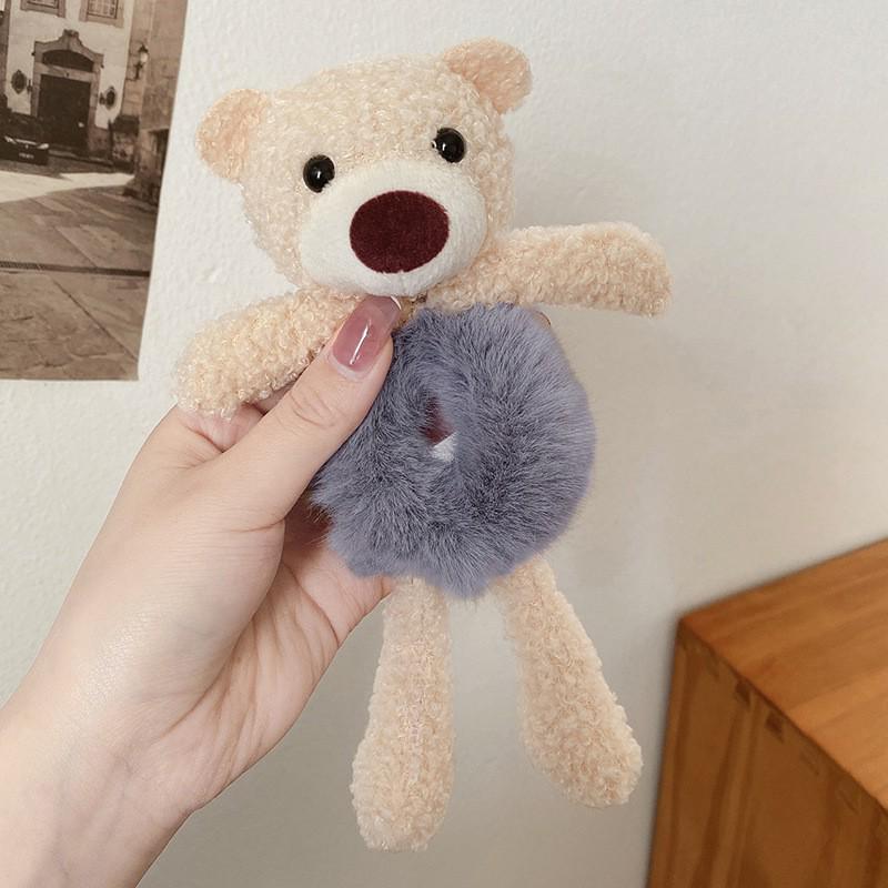 Adorable Bear Hug Cartoon Plush Hair Tie - Women's New Style Ponytail Rubber Band Hair Accessories 2025