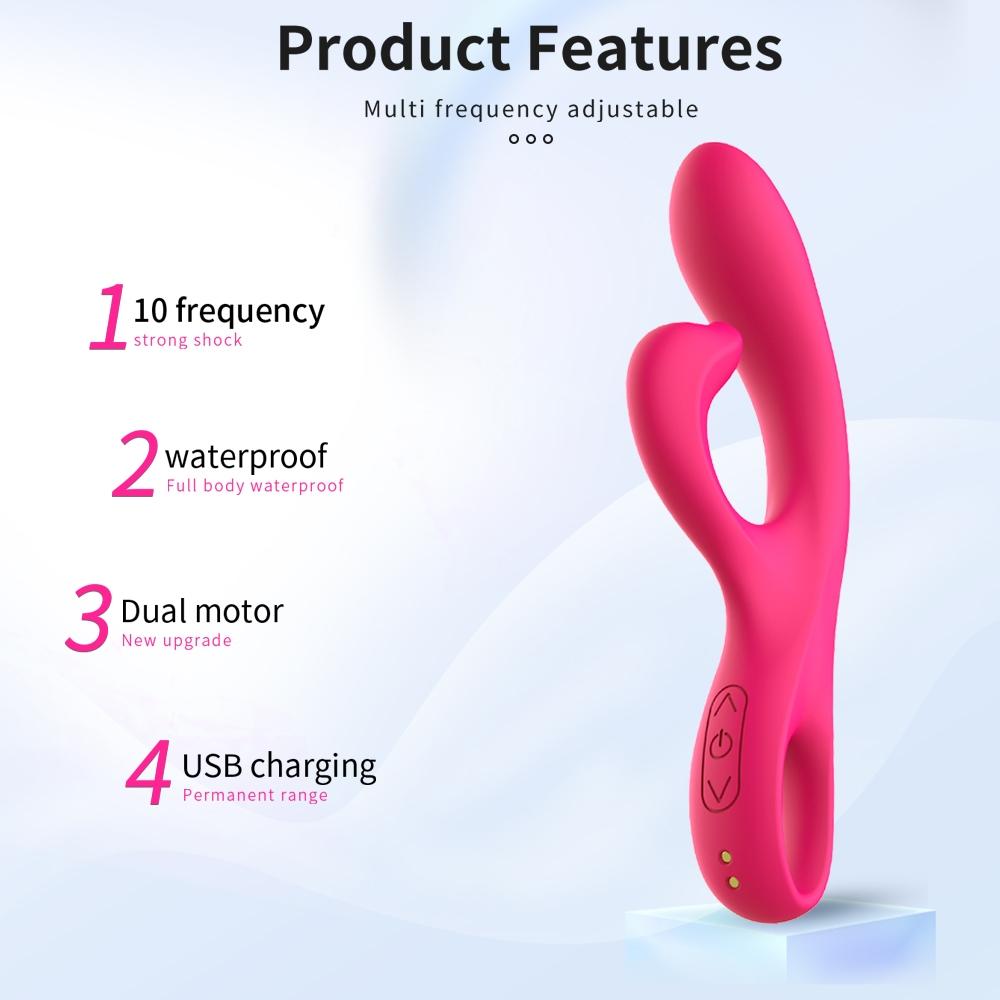 10 Frequency Dildo Vibrator Rabbit Vibrators Wand Sex Toys for Women Female Masturbator Dual Motors G Spot Clitoris Stimulator