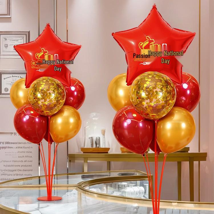Five-Star Red Heart Balloons for National Day & Mid-Autumn Festival Décor