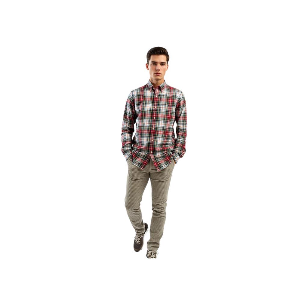 Polo Ralph Lauren Logo Plaid Single-Breasted Long Sleeve Shirt Men shirts Red 710953707-001