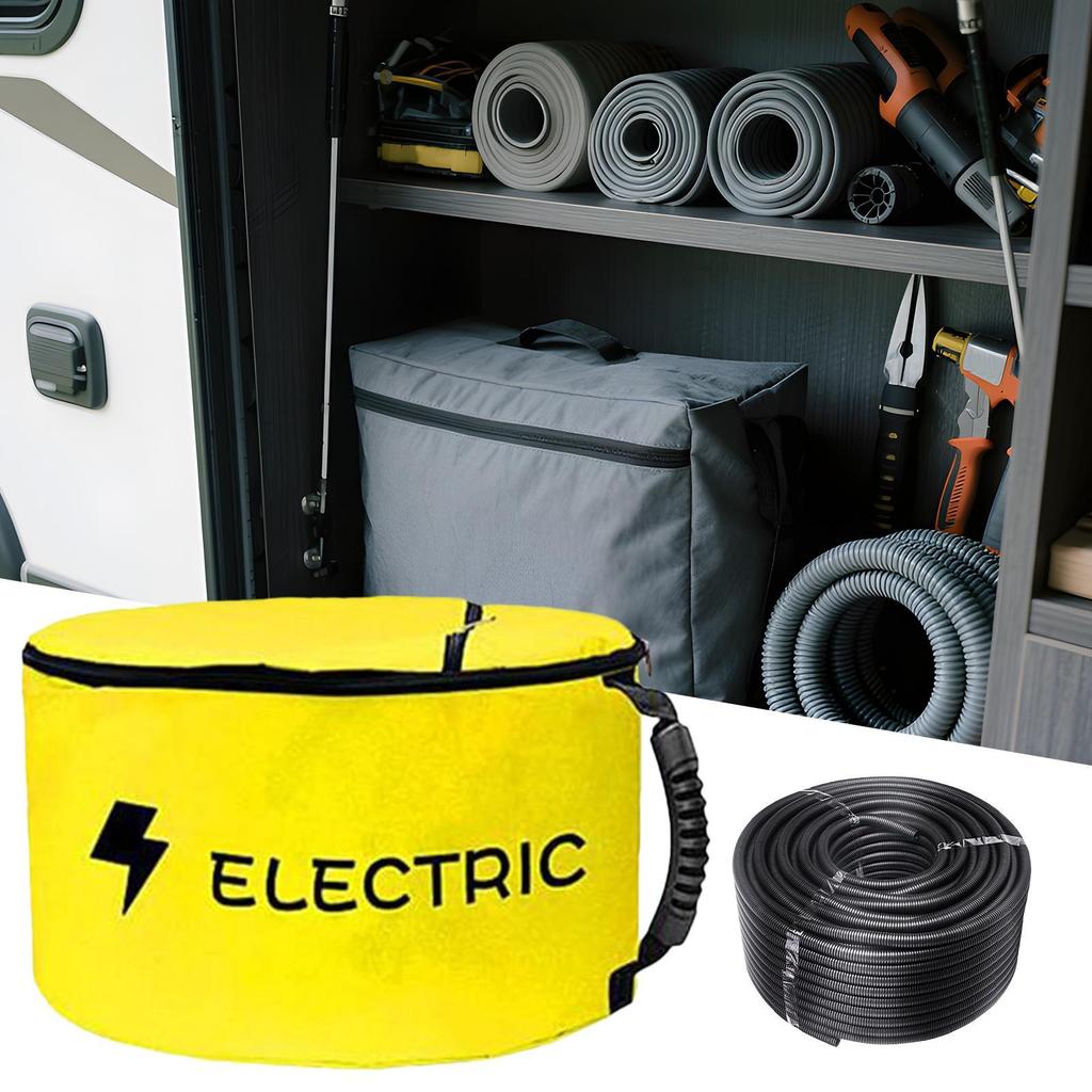 Wasserdichte RV-Abwasserschlauch-Aufbewahrungstasche mit Doppelreißverschluss-Halter für Abfallwerkzeuge, Camping-Septik-Elektrokabel-Organizer-Beutel