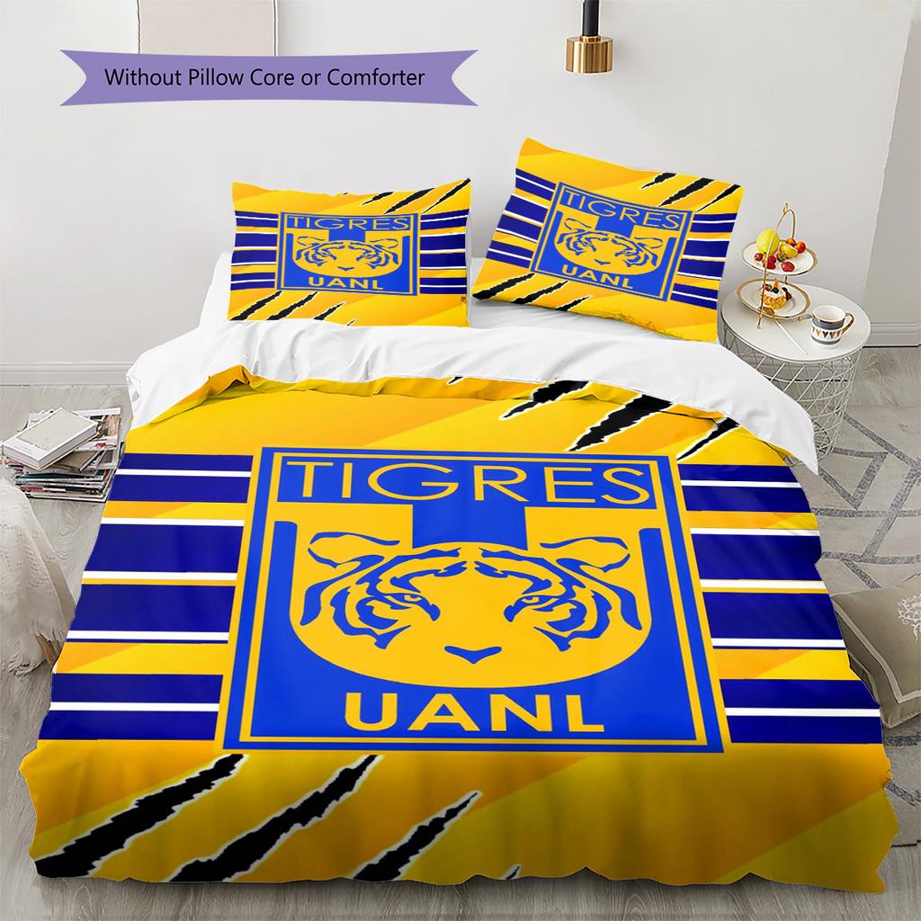 Tigres UANL Muster Bettwäsche-Set Bettbezug Kissenbezug Heimdekoration Geschenk (1 Bettbezug + 2 Kissenbezüge, ohne Füllung)