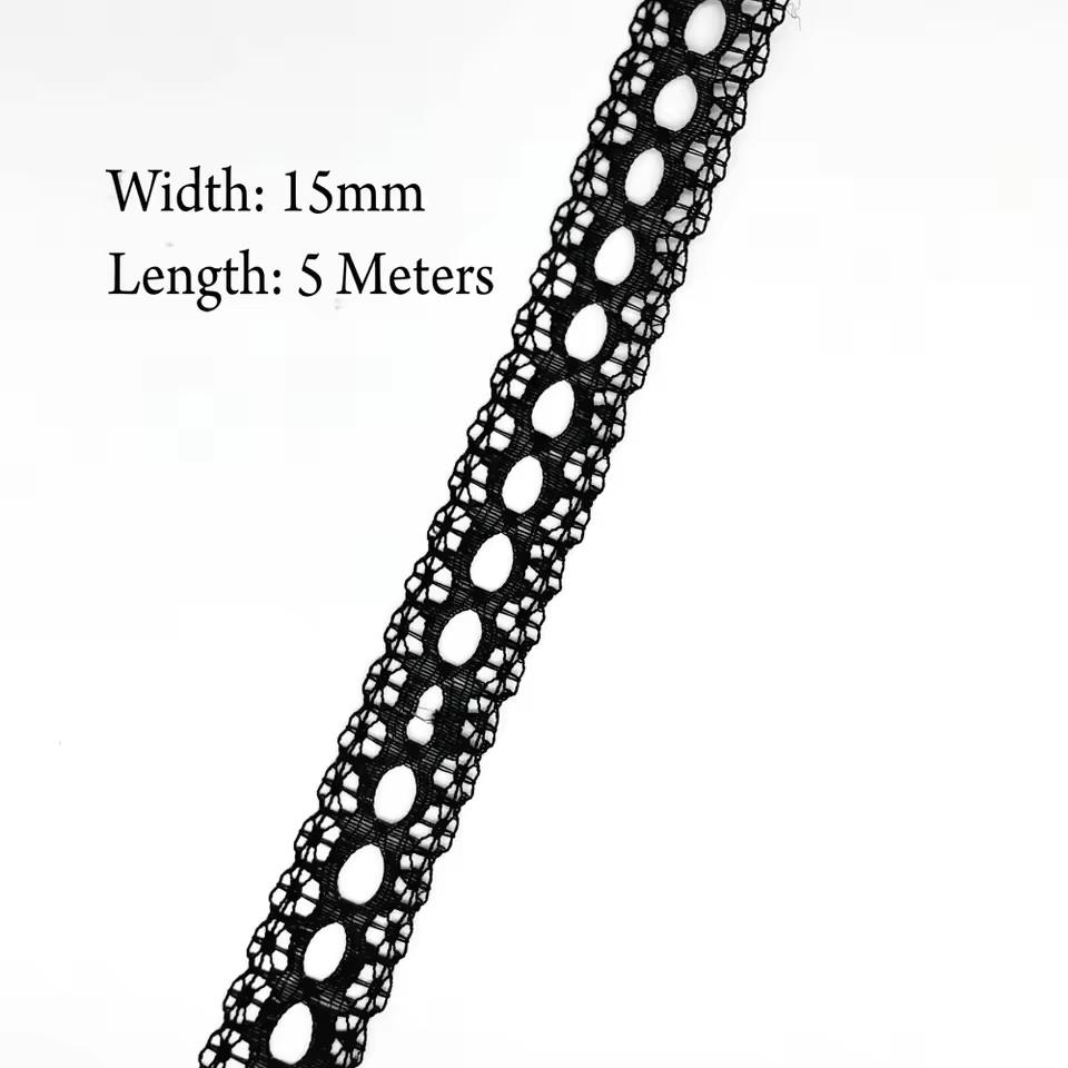 5 Meters White & Black Lace Ribbon Assorted Floral Trims for Gift Wrapping Christmas Wedding Decor DIY Crafts Sewing Accessories