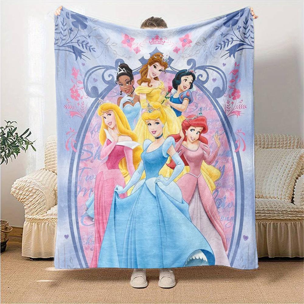Princesses Floral Frame Flannel Blanket Super Soft Warm Cozy Blanket For Sofa Bed Office Travel Allseason Home Decor Gift