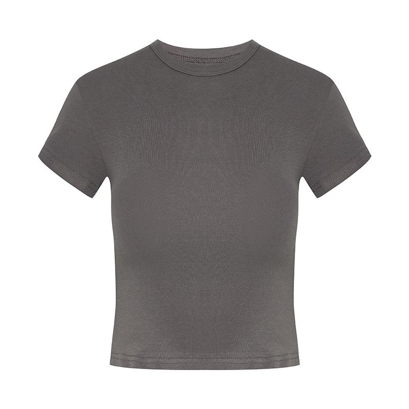 Basic Style Silm Pullover Tops round Neck Short Sleeve T-shirt