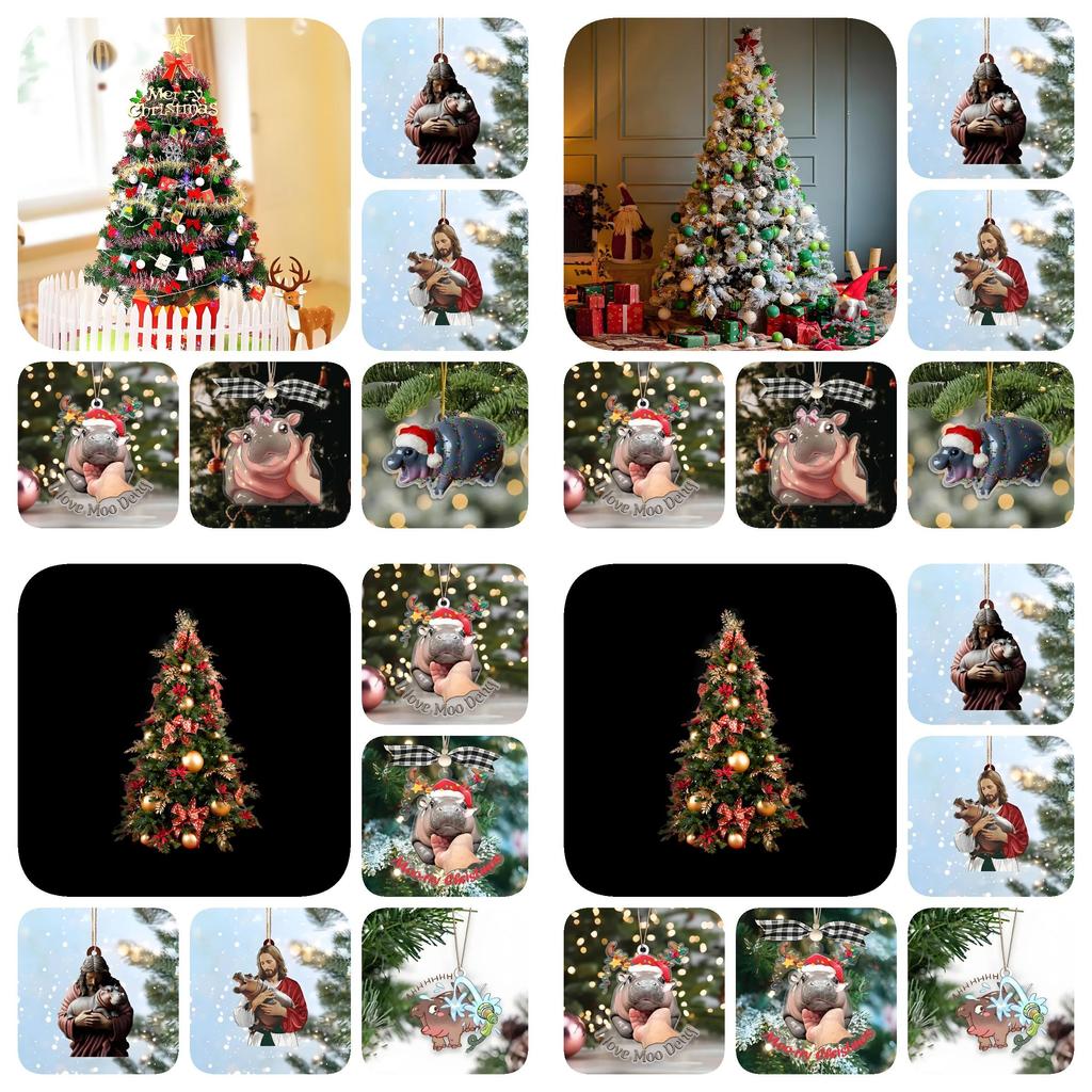 Charmantes Muh Muh Nilpferd Weihnachtsgeschenk Und Niedliche Baumdekoration Für Festliche Stimmung