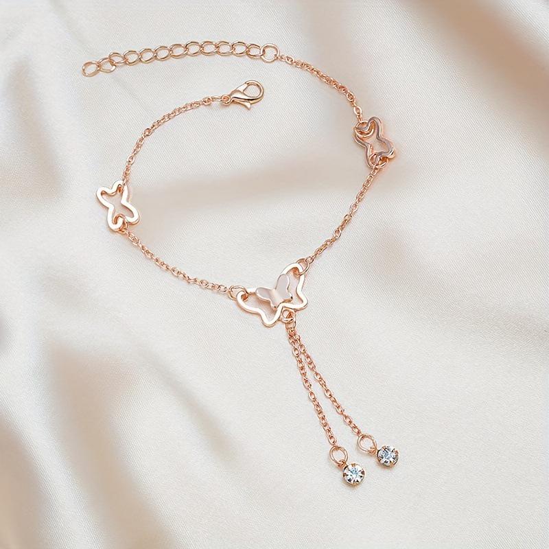 Women's Shiny Diamond Butterfly Anklet - Japanese Korean Fashion Jewelry Gift