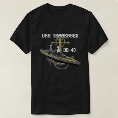 WW2 American Warship USS Tennessee BB43 Battleship TShirt New 100 Cotton ONeck Short Sleeve Casual Mens Tshirt Size S3XL