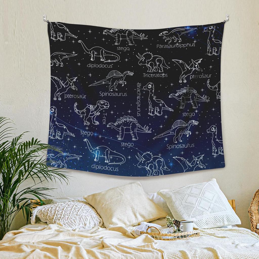 XLDLIOO Galaxy Dinosaur Wall Tapestry, Astral Dinosaur Breed Wall Tapestry Hanging for Boys Kids Room Dinosaur Lovers, Retro Dino Tapestries Wall