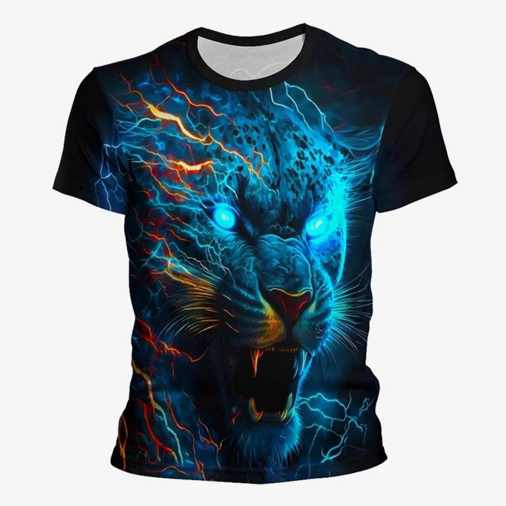 Interesting Animal Graffiti Art Graphic 3D Printing Men's Round Neck Short Sleeved T-shirt