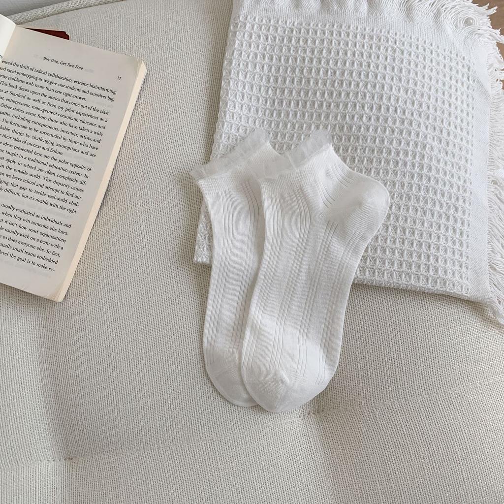 Small White Socks, Thin Socks, Hollow Mesh Socks, Breathable And Sweat-Absorbing Cotton Socks, Summer Versatile Boat Socks