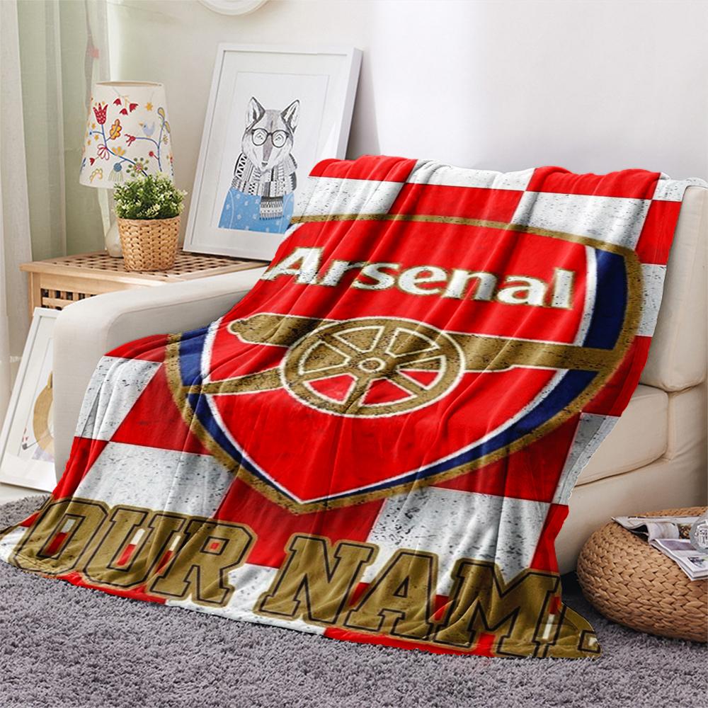 1PC Custom Name Arsenal Patterned Flannel Blanket Suitable For All Seasons for Home Decor Warmth and Comfort Gifts Holiday Present
