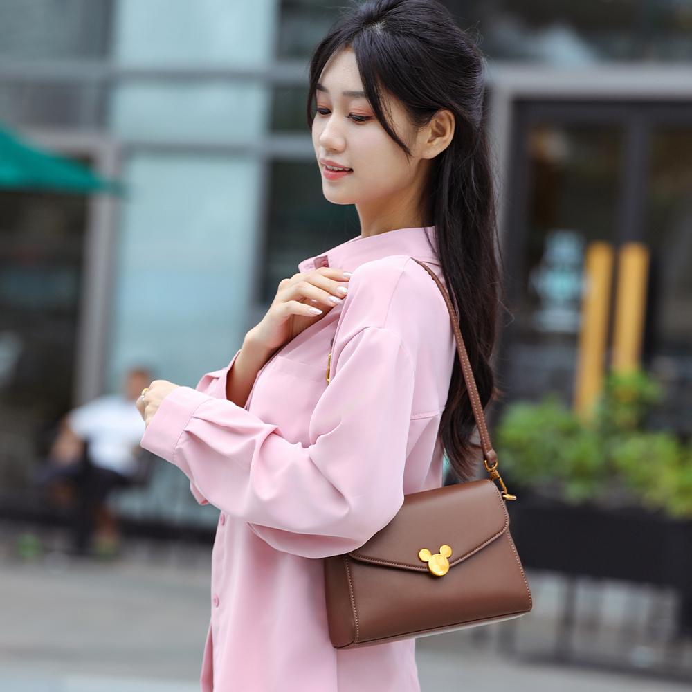 New Disney Mickey Series PU Shoulder Bag, Crossbody Bag Medium Size Women's Black Brown Walnut BMK-71891K