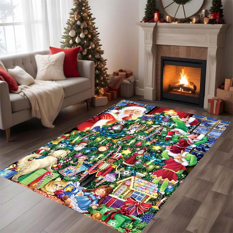 Festive Santa Claus Rug To Spread Joy, Yoga Mat, Living Room Decor, Children's Activity Mat, Doormat, Play Mat