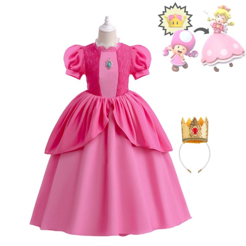 Cosplay Blue Princess Dress For Girls Lace Patchwork And Puffy Long Skirt