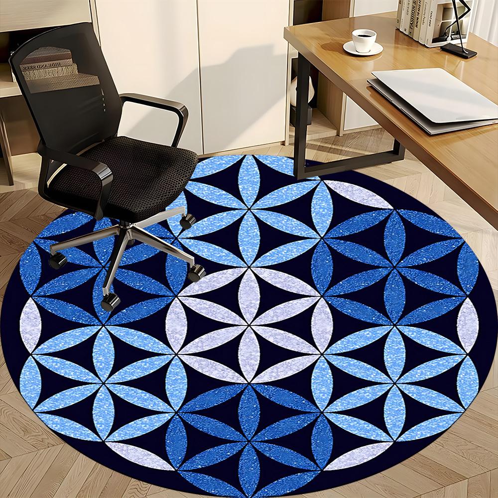 1pc Flower of Life Pattern Chair Carpet for Office Non Slip, Machine Washable Rug for Office, Room Holiday Decor for Christmas, Birthday Polyester