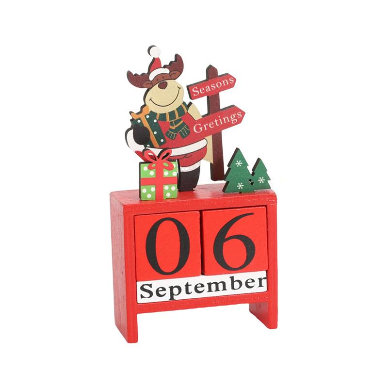 S-1Pc DIY Santa Snowman Wooden Christmas Countdown Calendar Tabletop Ornaments Xmas Gifts For Kids Holiday Home Decor