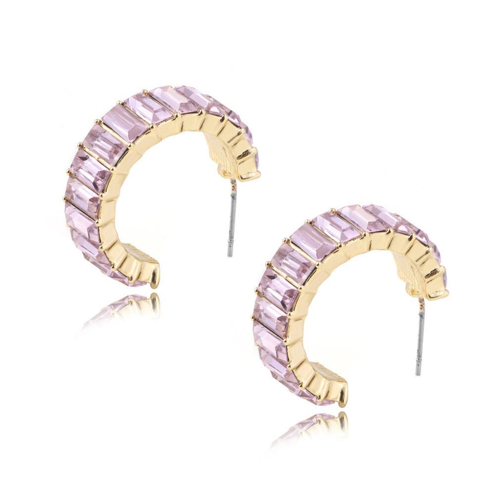 Vibrant Glass Gem Stud Earrings With Modern Geometric Shapes For Daily Wear