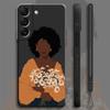 Pretty African Girl Daisy Flower Butterfly Liquid Case For Samsung Galaxy S22 S21 S20 Fe Ultra S10 S9 S8 Plus S10e Note 20 Lite