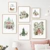 Paintings Wall Art Christmas Farmhouse Pictures Forest Deer Woodland Posters and Prints Winter Canvas Paintings Home Decor
