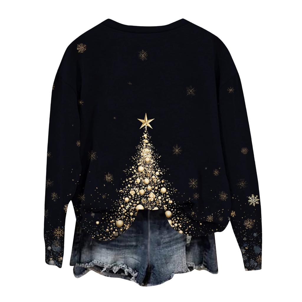 Women's Fashion Printed Long Sleeve Loose Round Neck Sweatshirt Top Fall