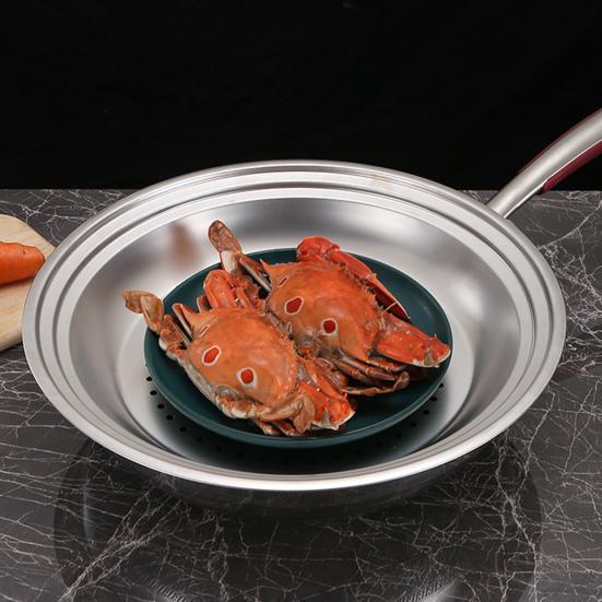 Round Stainless Steel Steamer Rack with Fine Mesh Thickened Heat-Resistant Steamer Basket for Pots Rust-Proof Dumplings Vegetables Seafood Cooking