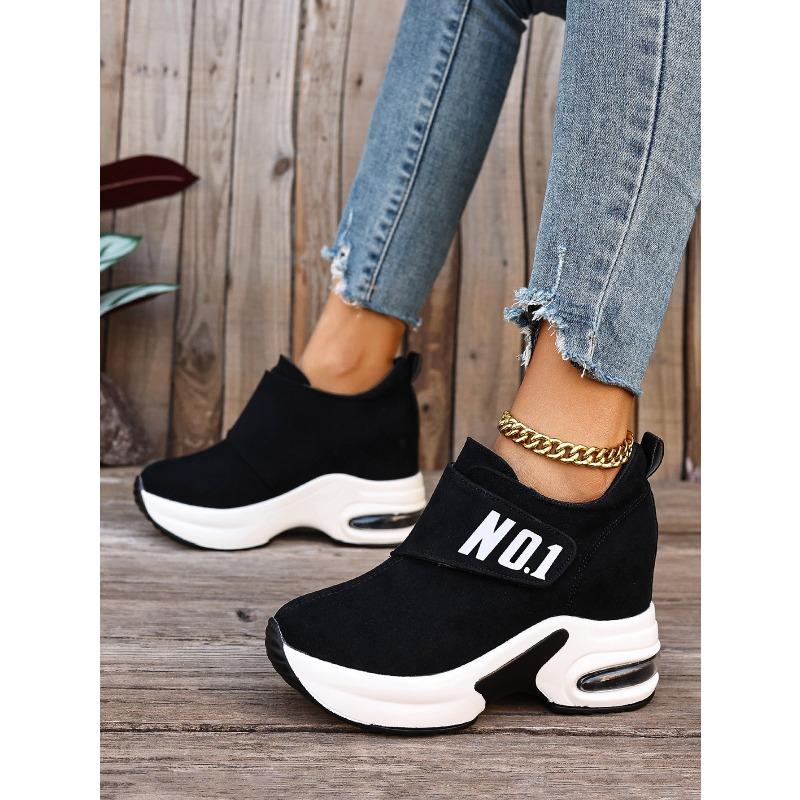 Alphabet Plus Size Wedge Sneakers 2025 Fall New Velcro Platform Casual Shoes