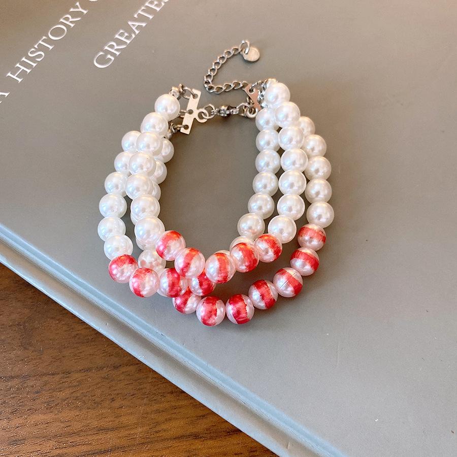 Multi-layer pearl tassel earrings bracelet necklace set French retro collarbone chain light luxury high-end jewelry